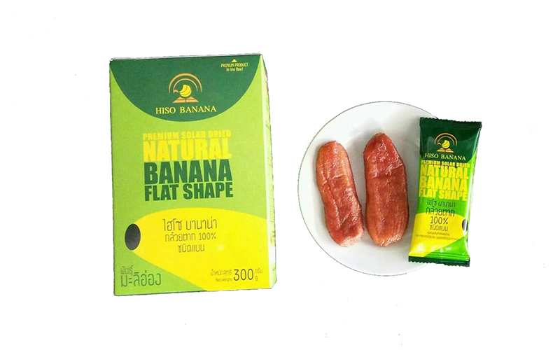กล้วยตากไฮโซ บานาน่า แบบกล่องมีซองแยกเกรดพรีเมี่ยม ขนาด 300 กรัม ชนิดแบน